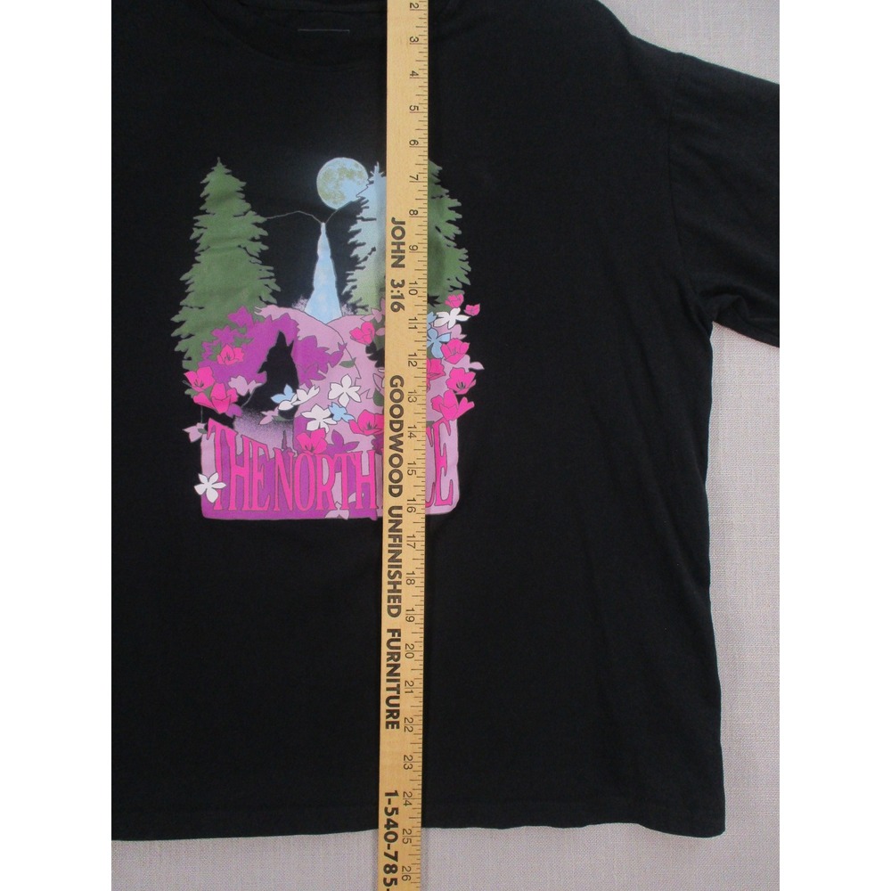 The‎ North Face Womens Large Black Graphic T-Shirt Waterfall Floral Nature Print - Picture 6 of 9